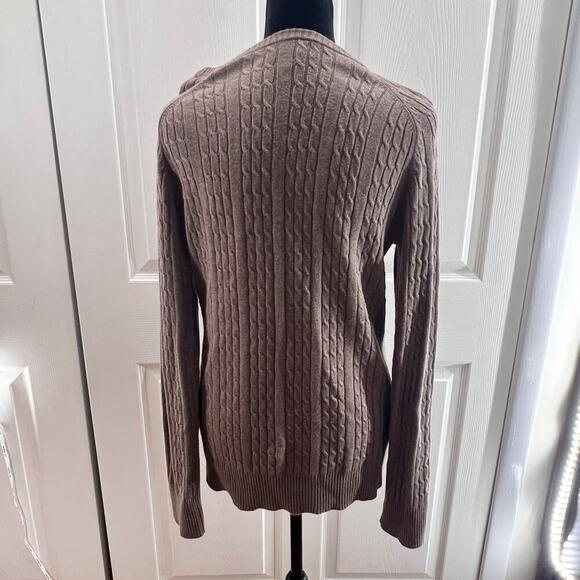 Merona Long Sleeve Cable knit Sweater Brown Large - Picture 3 of 5